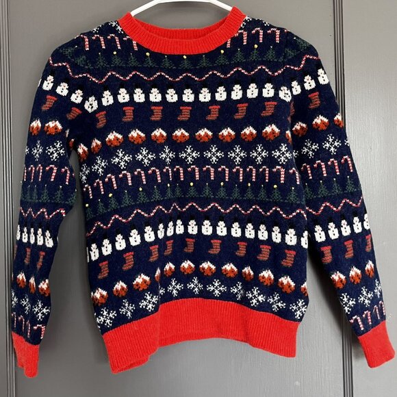 Mini Boden Boy's All Over Christmas Fair Isle Sweater 11-12 Years Wool Blend - Picture 1 of 15